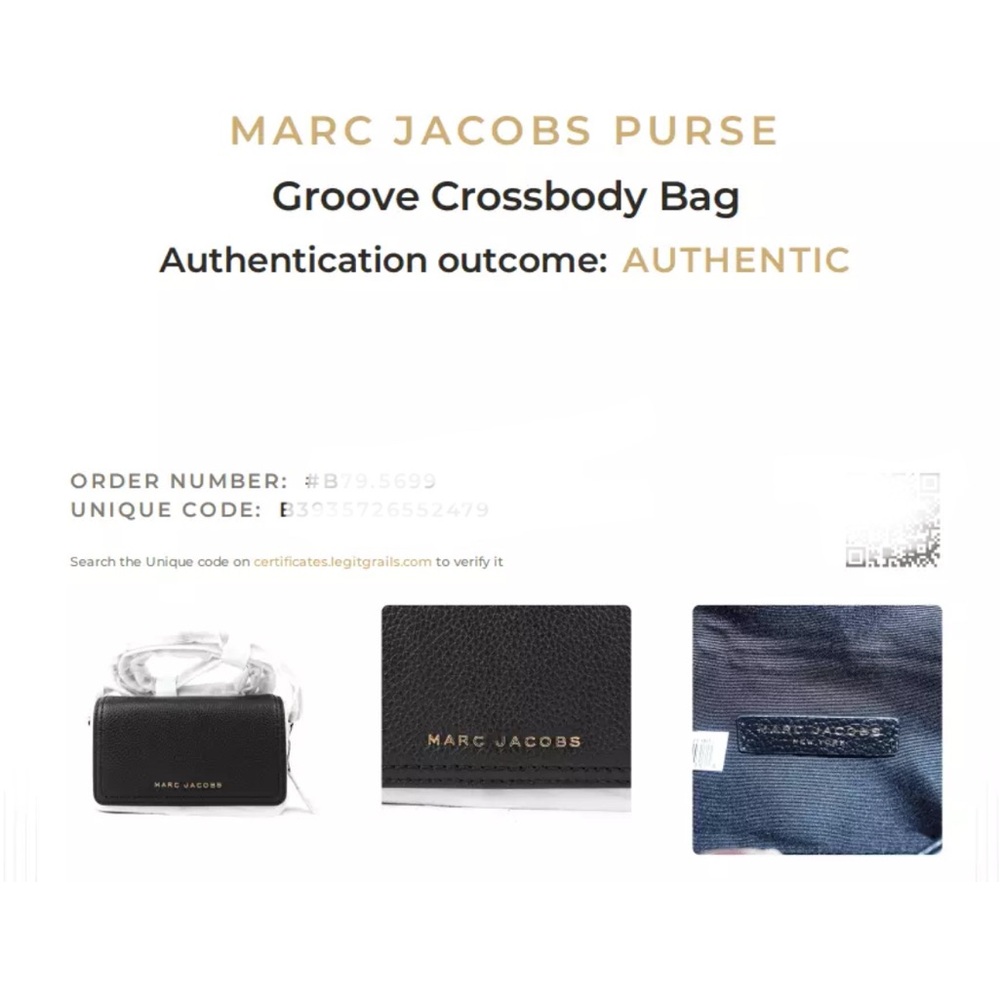 NWT [Marc Jacobs] Authenticated Pebbled Leather Crossbody Handbag, Black w/ Gold - Picture 14 of 15